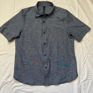 Lululemon Men's Short Sleeve Button Down, Blue, Size Large